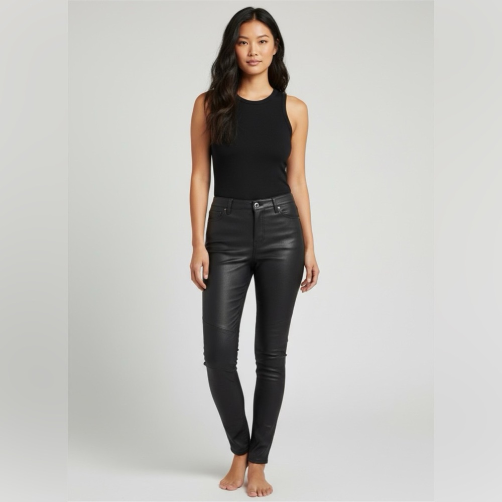 AG Adriano Goldschmied Blue Super Skinny Real Leather Leggings